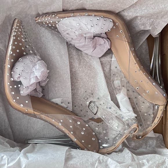 🆕 Embellished Clear Pointy Pump Heels - Picture 8 of 8